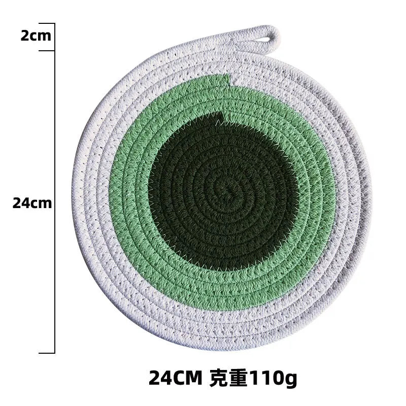 Colored Placemat Pastoral Style Thickened Insulation Cotton Linen Woven Table Mat Heat Resistant Anti Scalding Sand Pot Cup Mat