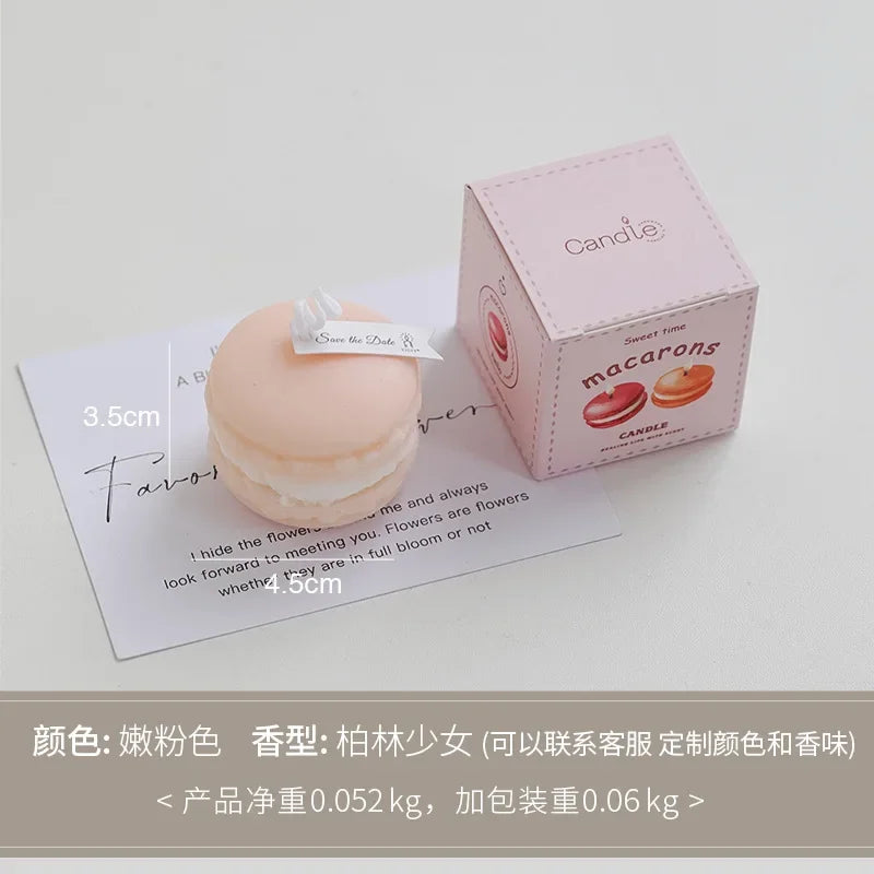 Macaron Aromatherapy Candle Lavender Peach Chamomile Cake Modelling Dessert Candles Home Decoration Gift for Party Wedding