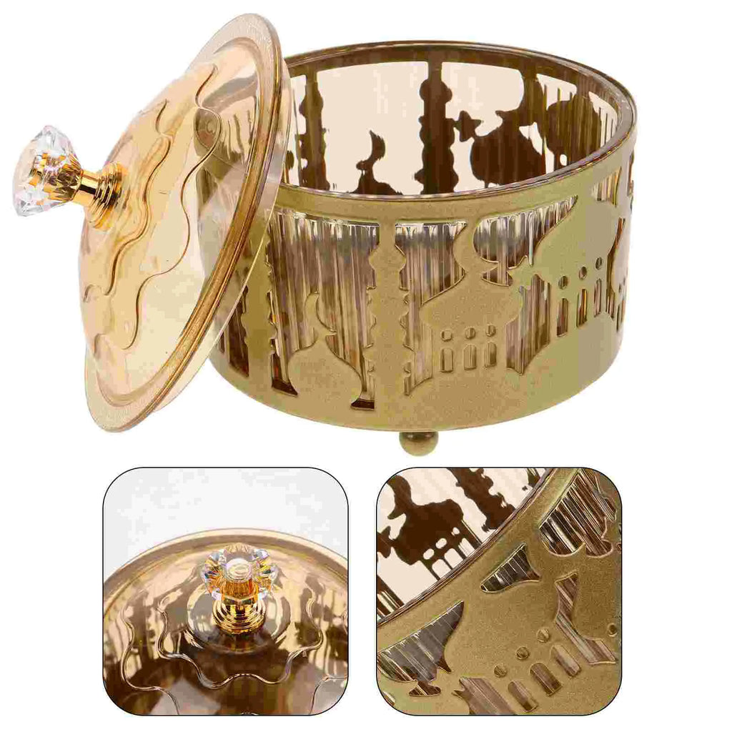 Golden Metal Snack Tray Dessert Serving Plate Ramadan Candy Tray Eid Food Container Dry Fruit Holder Kitchen Dining Bar Home