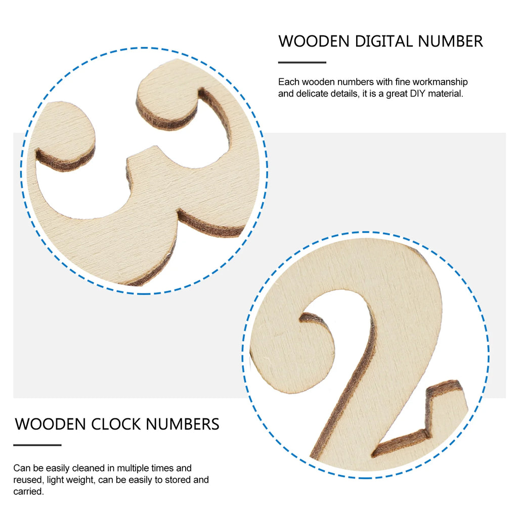 100pcs Wooden Diy Numerals Wall Clock Number Wood Arabic Number Numbers Mixed Original Wood Arabic Diy Decoration Craft