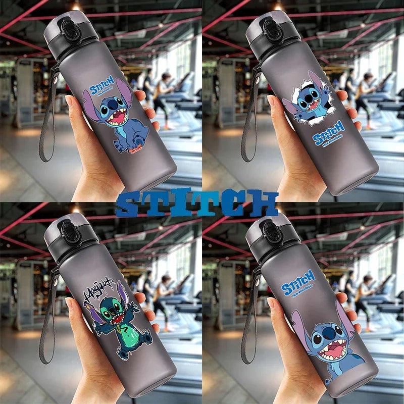 560ml Disney Stitch Hot Sale Sports Water Bottle Anime Outdoor Travel Portable Leakproof Drinkware Plastic Drink Bottle BPA Free