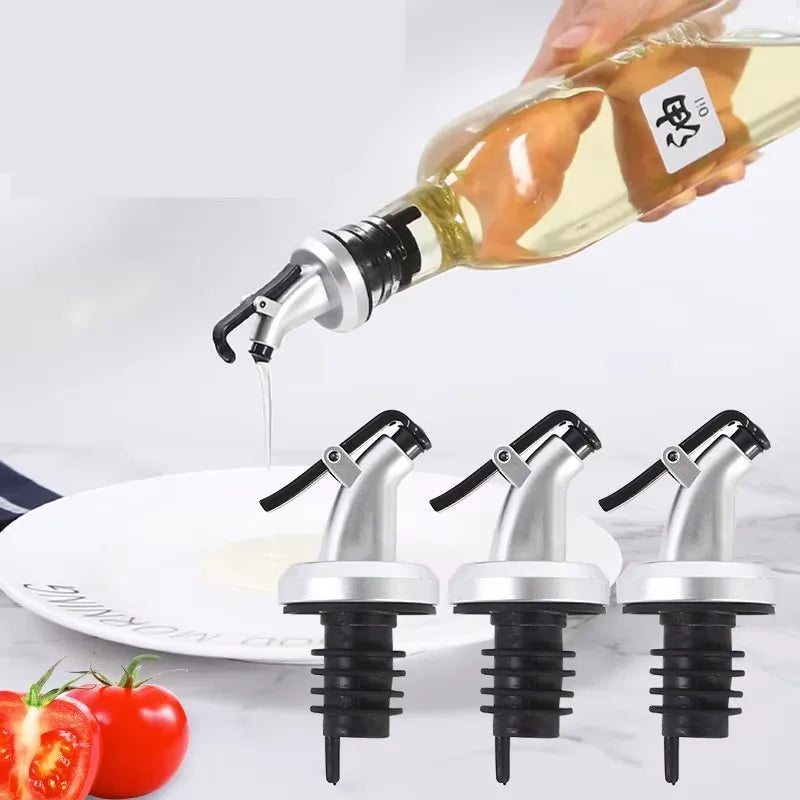 1-4Pcs Oil Bottle Stopper Cap Dispenser Sprayer Lock Wine Pourer Sauce Nozzle Liquor Leak-Proof Plug Bottle Stopper Kitchen Tool