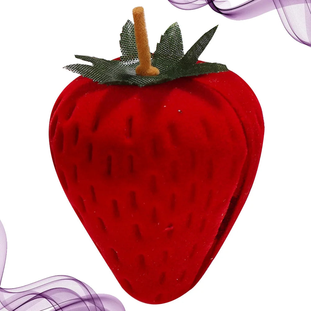 1Pcs Strawberry Ring Box Red Portable Jewelry Holder Necklace Storage Case Jewelry Storage Travel Packing Box Ring Holder