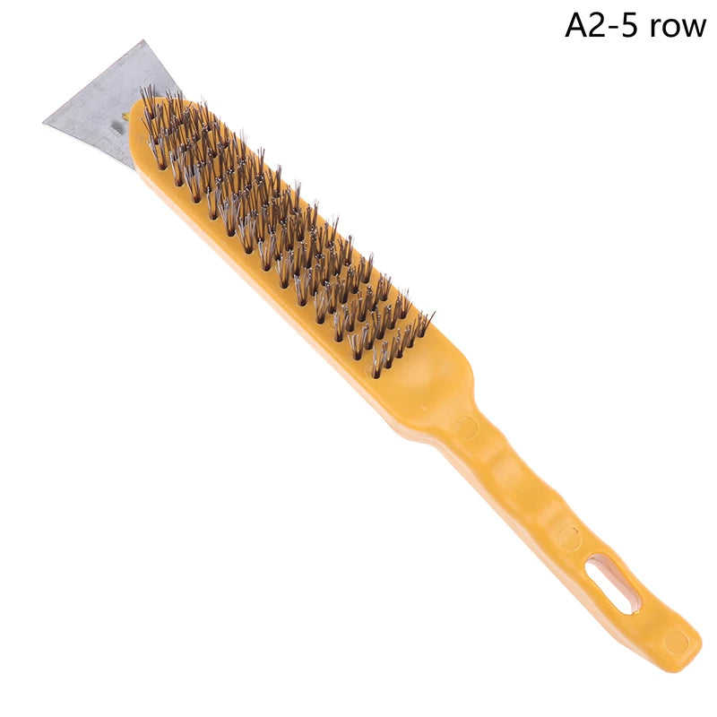 Wooden handle wire brush copper plated wire knife brush rust removal metal wire brush copper wire brush surface cleaning brush