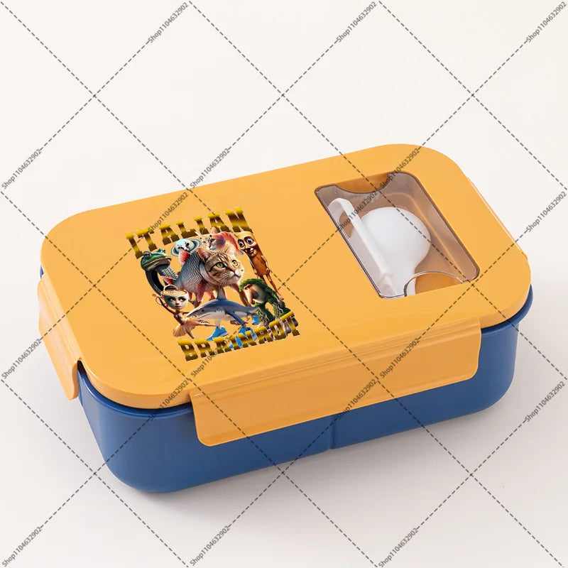 Italian Brainrot Lunchbox Cartoon Pattern Printed Bento Lunch Box Tung Tungtung Sahur Telala Funny Shark Food Storage Containers