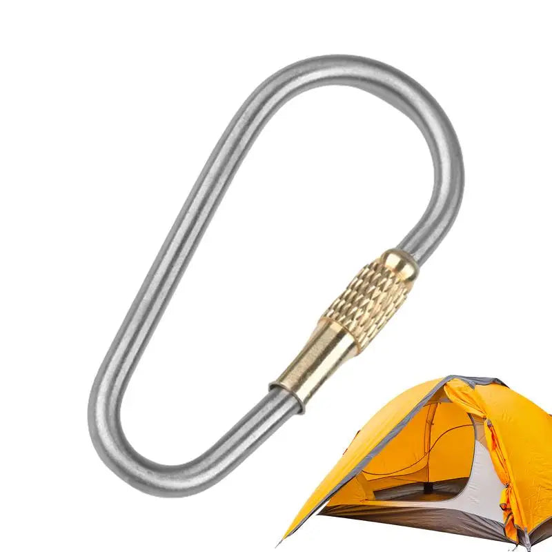 Keychain With LockKey Chain Gold Color Camping Carabiner Survival Camping Equipment Buckles Hooks Key Ring Accessories