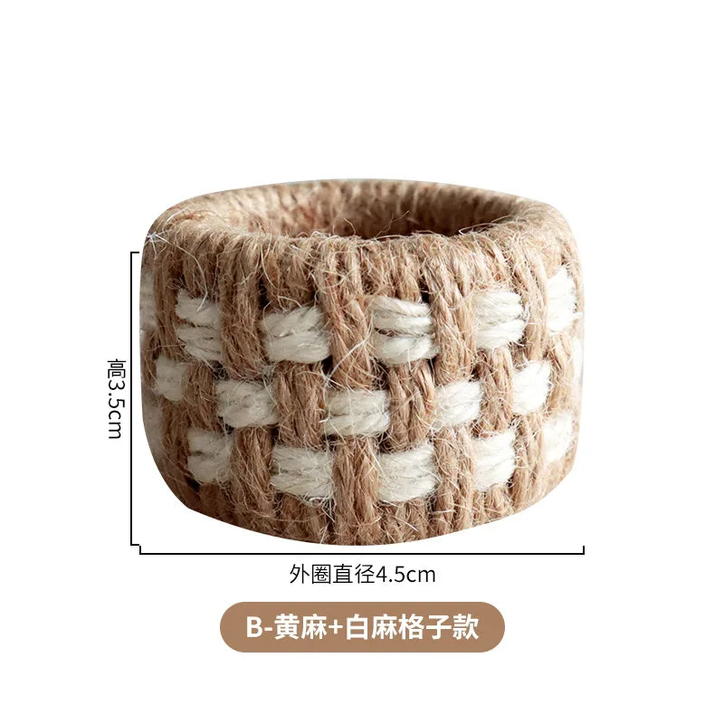Linen Woven Napkin Ring 2025 Christmas Table Decoration Napkin Holder Wedding 2026 New Year Accessories Kitchen Party Supplies