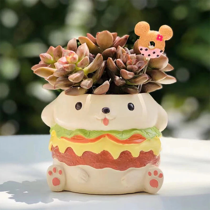 Burger and Fries Series Animals Planters Decorative Flower Pots for Succulents Plants Container Pencil Holder Home Garden Decor