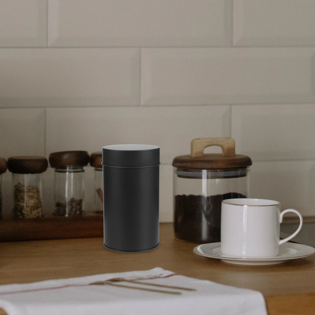1pcs Candy Jar Tea Coffee Sugar Canister 75x130mm Black White Airtight Lid Tinplate Storage Container for Leaf Tea