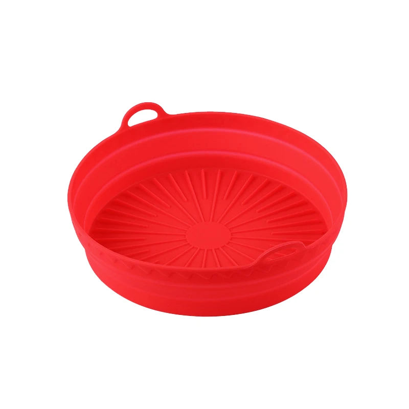 1Pcs Silicone Air Fryer Oven Baking Tray Pizza Fried Chicken Basket Pad Air-fryer Pot Food Plate Reusable Airfryer Pan Liner