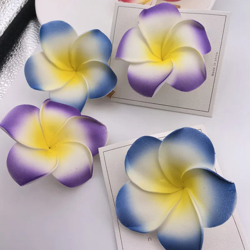 2pcs Artificial Hibiscus Hair Clip EVA Foam Beach Holiday Flower Accessory Seaside Shooting Prop