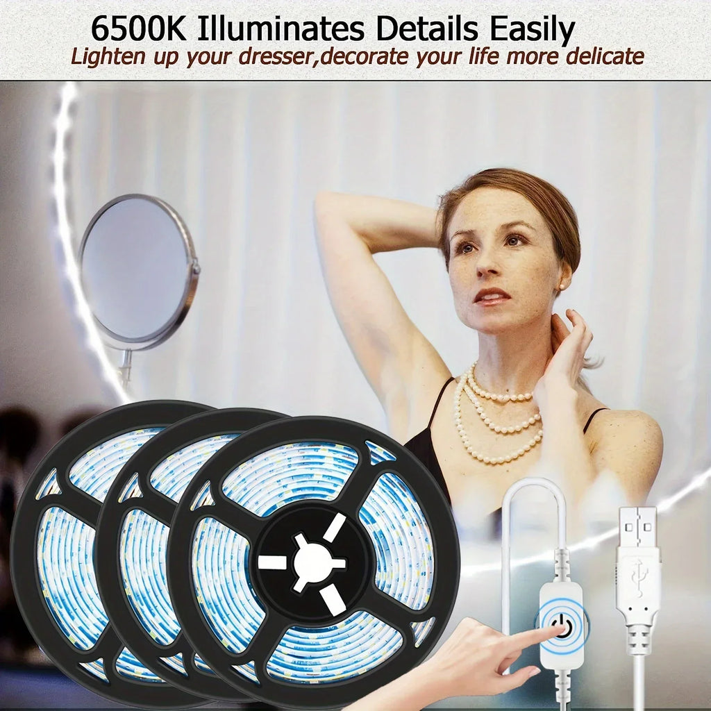 USB LED Strip Lights 5V 2835 SMD Touch Control Switch Tape Light TV Backlights for Gaming Room Party Decoration Camping Lighting