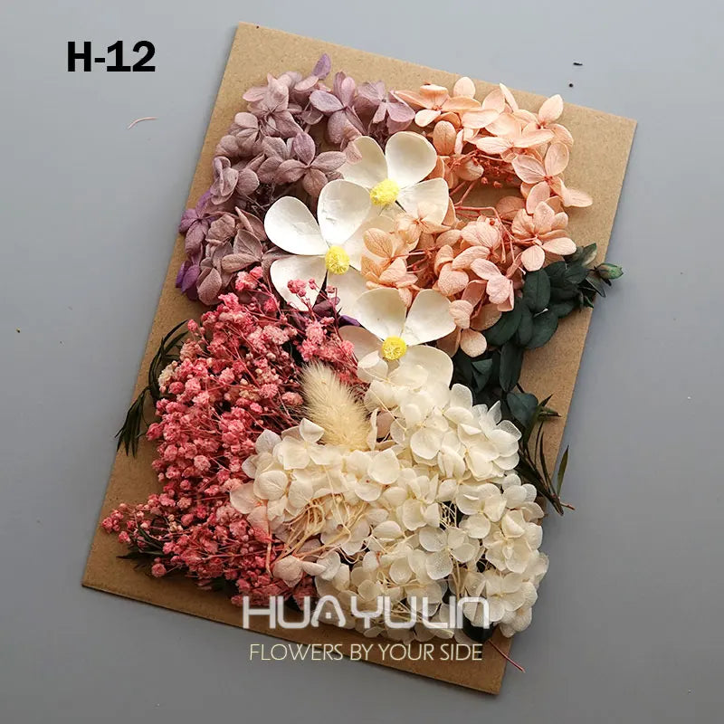 1 Pack Artificial Plants Dried Real Flowers Preserved Materials Epoxy Resin Candles DIY Floral Materials Hydrangea Set Flowers