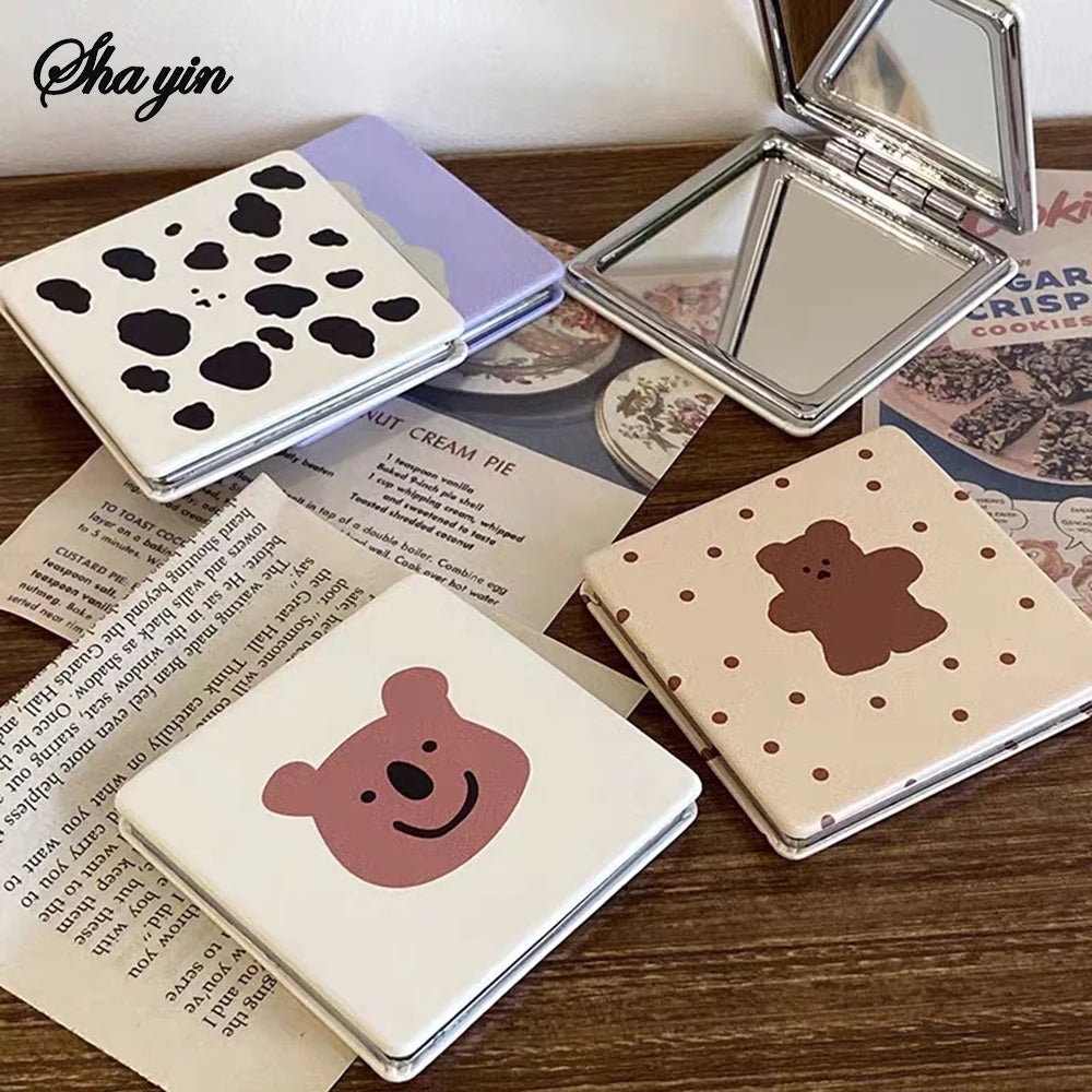 Little Bear Makeup Mirror Desktop Portable Folding Mirror Advanced Makeup Removal Tool