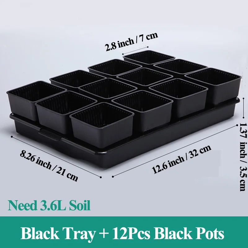 Meshpot Square Succulents Planter Pots With Tray Set,Nursery Pot Cactus Plant Pot Garden Plastic Pot Multi Size