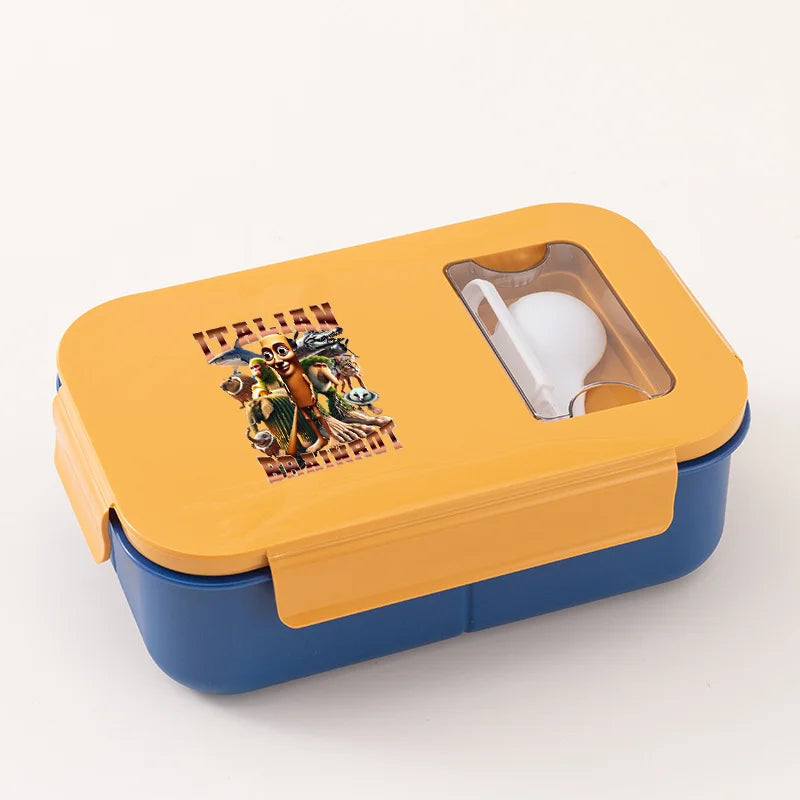 Italian Brainrot Lunchbox Cartoon Pattern Printed Bento Lunch Box Tung Tungtung Sahur Telala Funny Shark Food Storage Containers