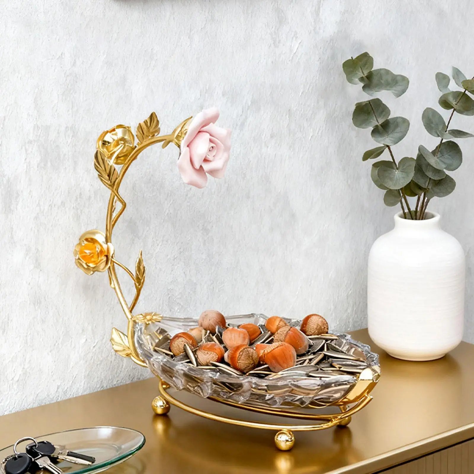 Leaf Tray Cake Stand Serving Tray for Home Decor,Dessert Gold Clear Gifts Fruit Plate for Party Restaurant Home