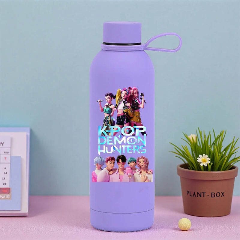 K Pop Demon Huntersd Water Bottles Kawaii Cartoon Thermos Bottle Kids Winter Outdoor Sports Water Cup Children Christmas Gifts