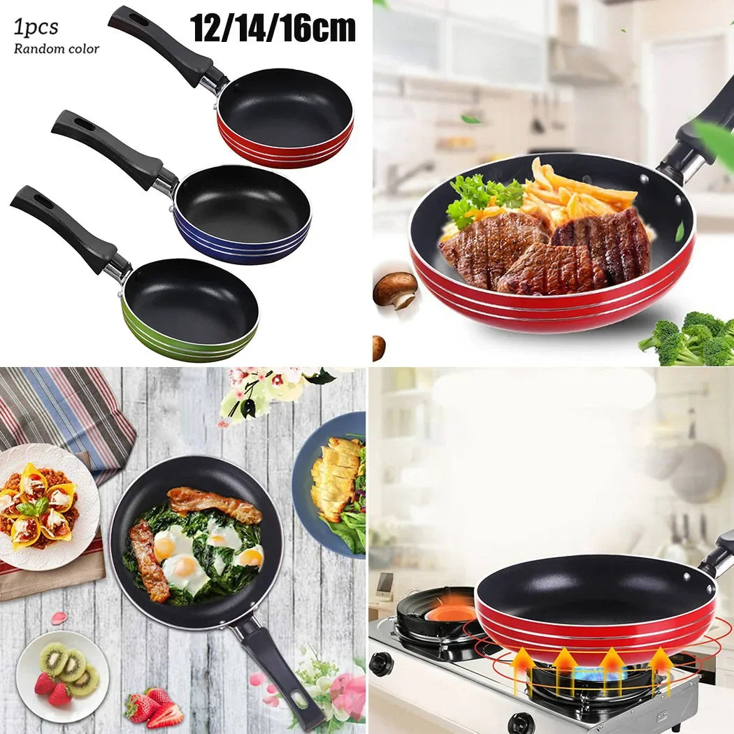 Mini Non-Stick Frying Pan 12/14/16cm Egg Saucepan Pancake Steak Pan Stainless Steel Omelet Frypan Pot Gas Stove Cookware