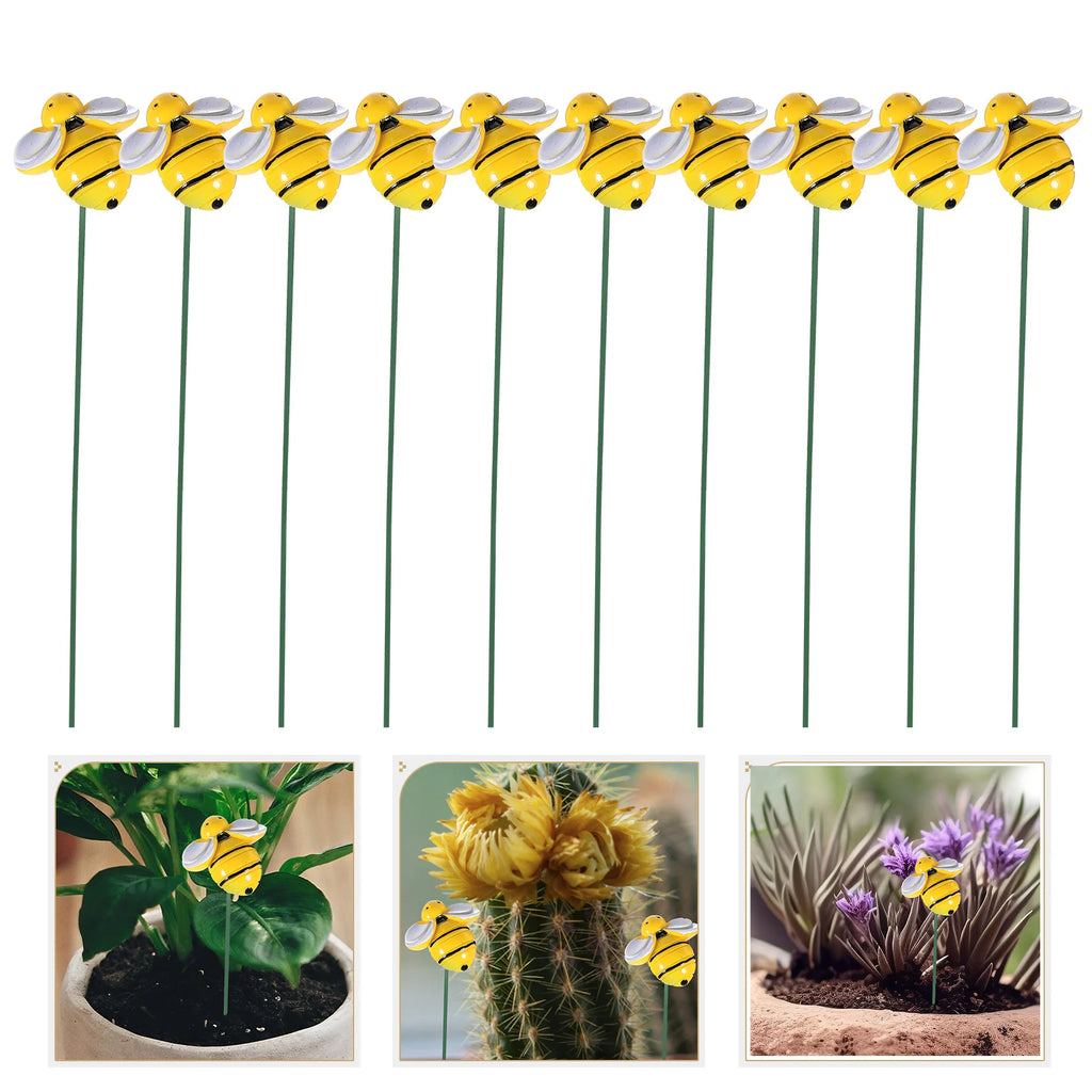 10 Pcs Little Bee Flower Arrangement Patio Stake Decor Garden Decoration Metal Planter Yard Sign Stakes Pot