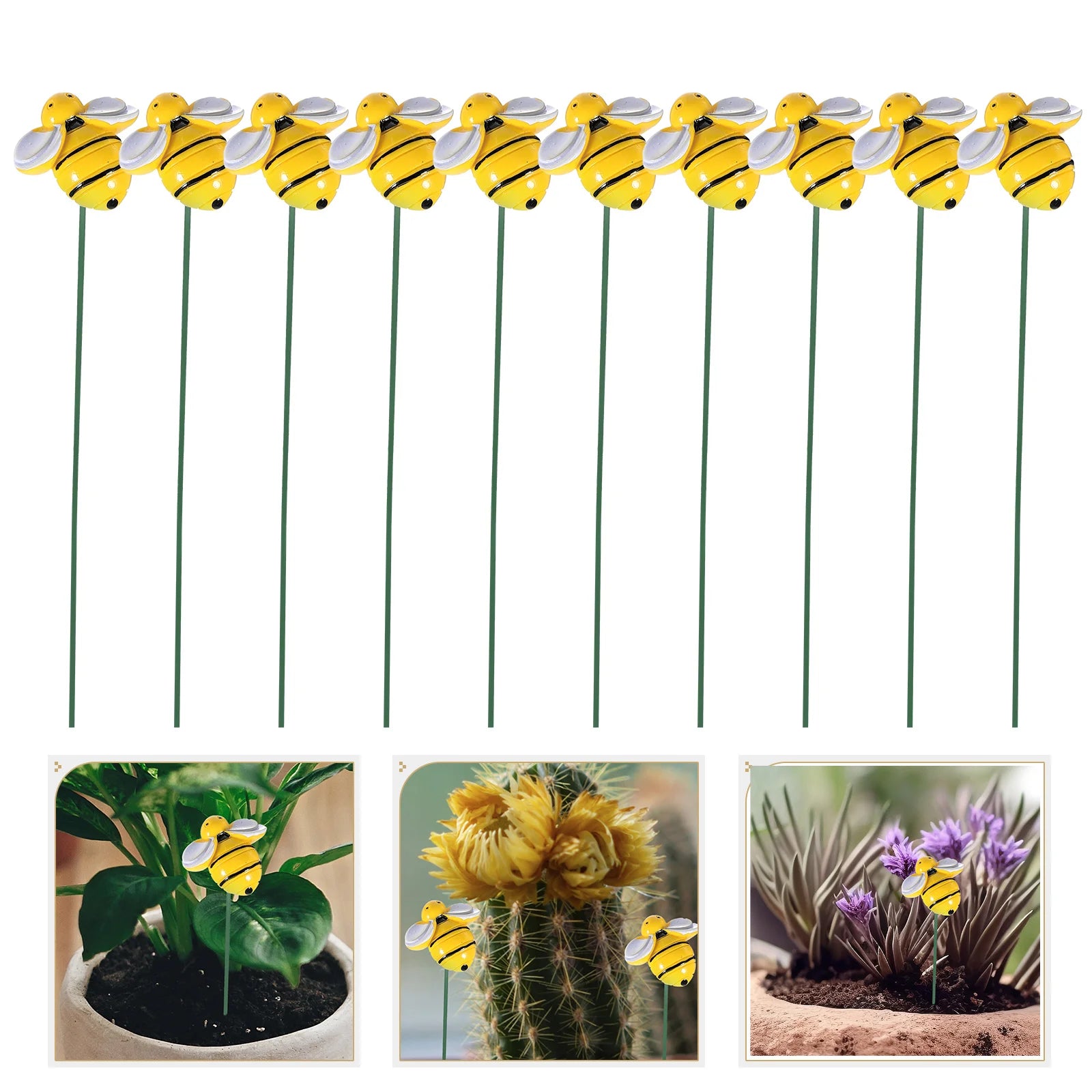10 Pcs Little Bee Flower Arrangement Patio Stake Decor Garden Decoration Metal Planter Yard Sign Stakes Pot