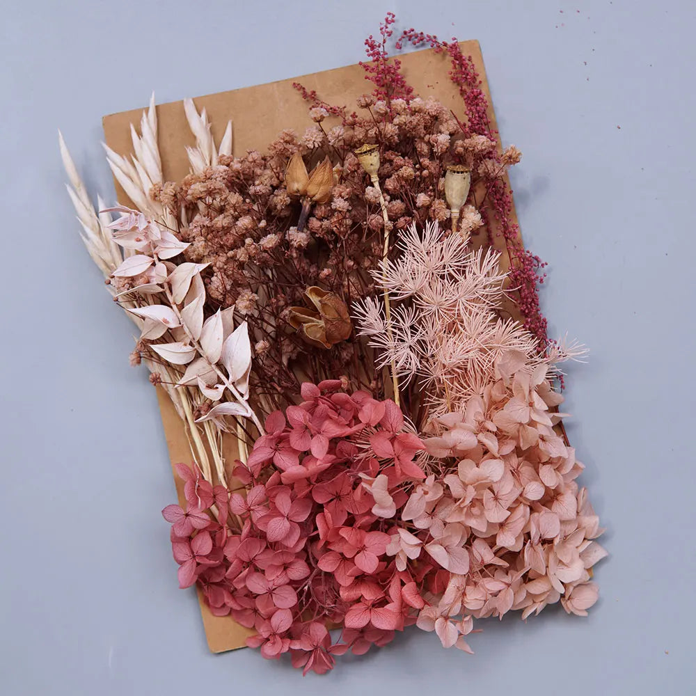 1 Pack Artificial Plants Dried Real Flowers Preserved Materials Epoxy Resin Candles DIY Floral Materials Hydrangea Set Flowers