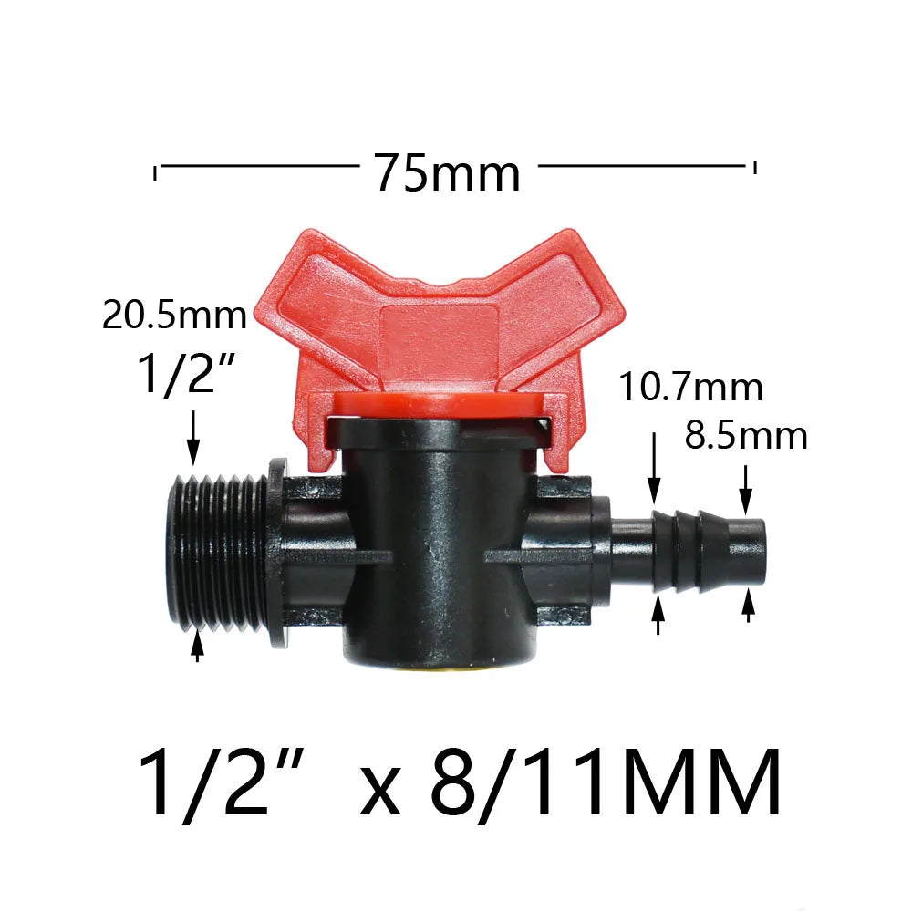 Miniature Plastic Shut Off Coupling Valve Connectors for 4/7 8/11 10/16/20/25mm Hose Garden Water Irrigation Pipe Adaptor Barb