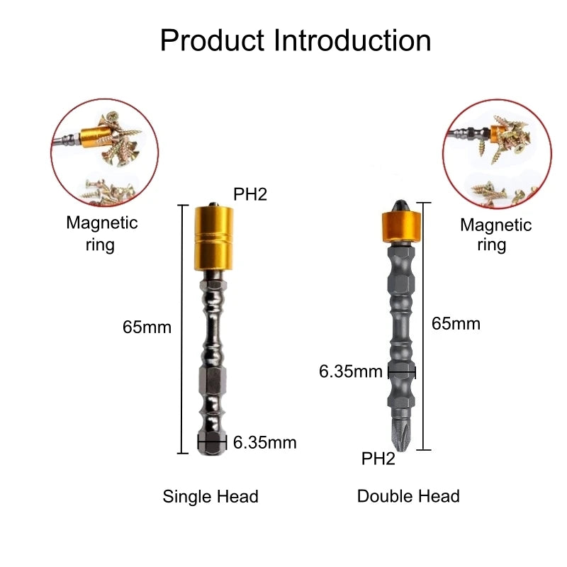 5/10pcs Magnetic Screwdriver Set Hex Handle 65mm Phillips Screwdriver Accessories Bit for Car/Home Electric Repair Tools Wrench