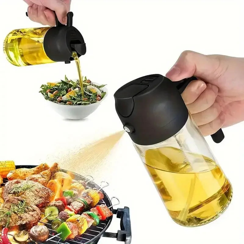 1pc 450ML Dual-Purpose Oil Mister Bottle with Automatic Shut-Off Sprayer - BPA-Free PET Plastic for Cooking, Grilling, Baking