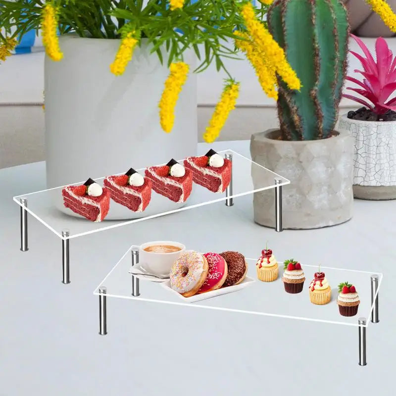 Square Acrylic Table Stand Plexi-glass Display Case Shelf Riser Serving Tray Perfume Organizer Cupcake Tools