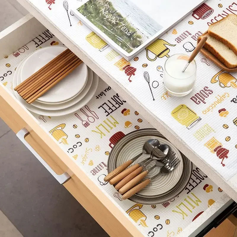 1 Roll Can Cut Table Mat Drawers Cabinet Shelf Liners Cartoon Cupboard Placemat Waterproof Oil Thickened Kitchen Stickers