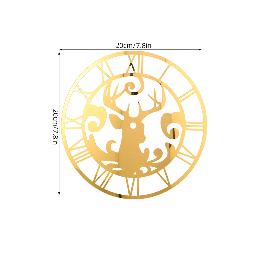 Deer Wall Sticker Clock Round Acrylic Mirror Silent DIY Frameless Decorative Wall Clock for Living Room Bedroom Office