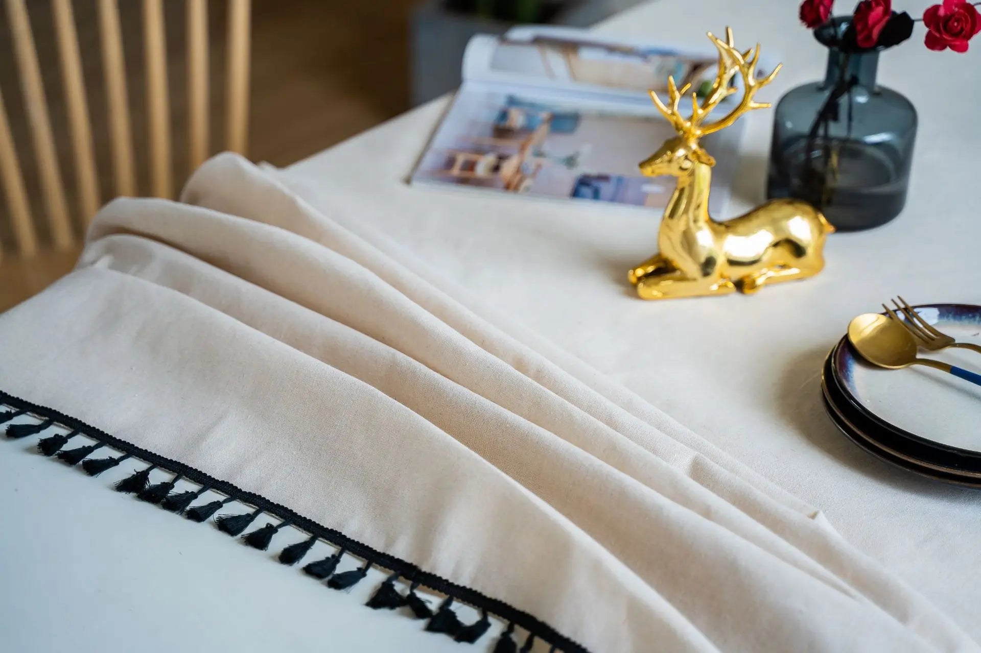 Table Clothes For Dining Table Elegant Rectangular Cotton Linen Tablecloths Square Dining Table Cloth with Tassel On The Coffee