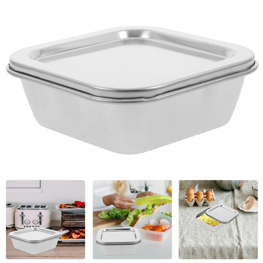 Stainless Steel Sample Storage Box 300ml Reliable Polished Surface Food Container Airtight Sample Holder for School Canteen