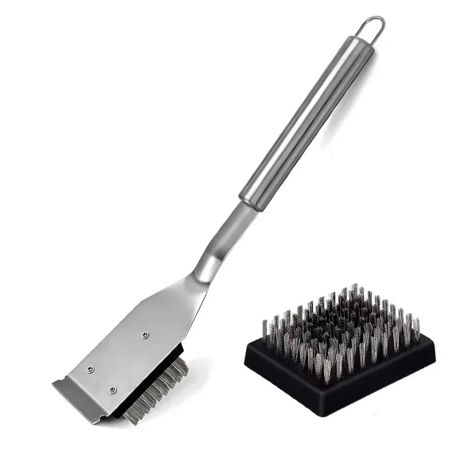 CZHIYAO Stainless Steel BBQ Brush And Scraper Set Safe Grill Cleaning Tool Outdoor Barbecue Accessories Perfect Gift Men Fathers