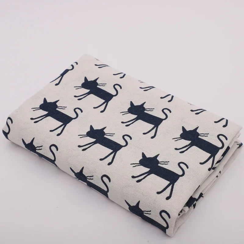 Printed Linen Cotton Fabric Cloth For Curtain Christmas Home Tablecloth Table Runner Pillow Cushion Handwork Sewing Placemat Bag