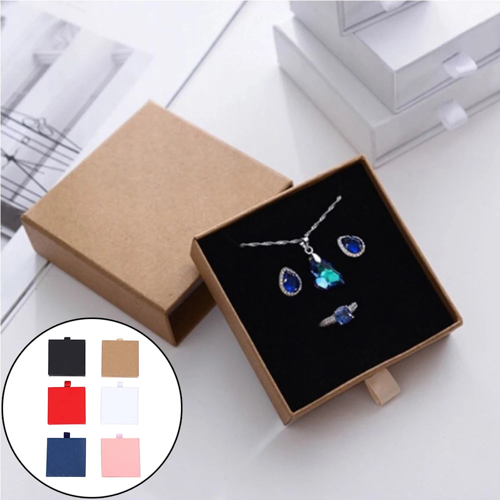 Drawer Jewelry Box For Ring Earring Necklace Bracelet Organizers Storage Cardboard Gift Boxes With Sponge Inside Packaging Boxes