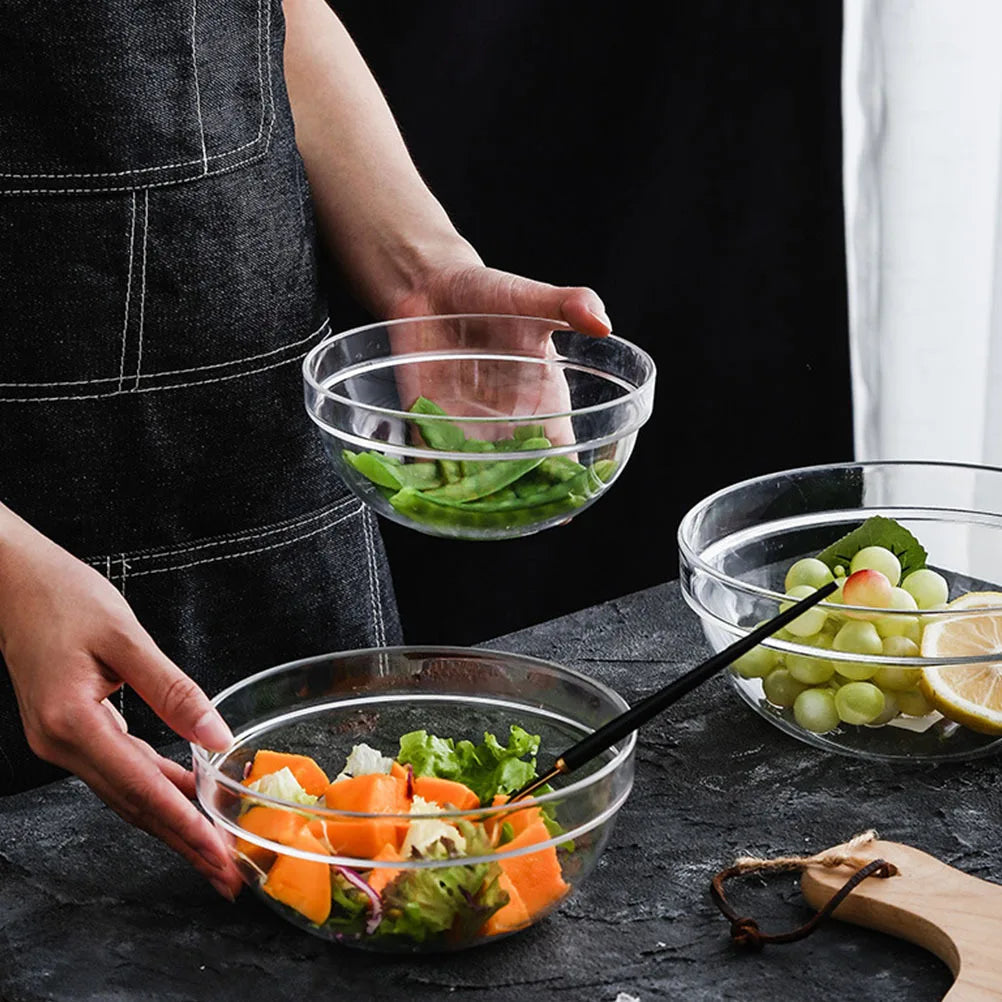 3Pcs Fruit Salad Bowl Clear Pet Material Multi-Functional Home Restaurant Party Decorative Storage Container