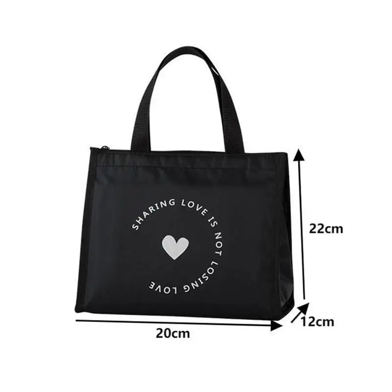 Simple Style Heart Pattern Insulated Lunch Bag Durable Bento Pouch Thermal Lunch Box Tote Cooler Bag Lunch Container