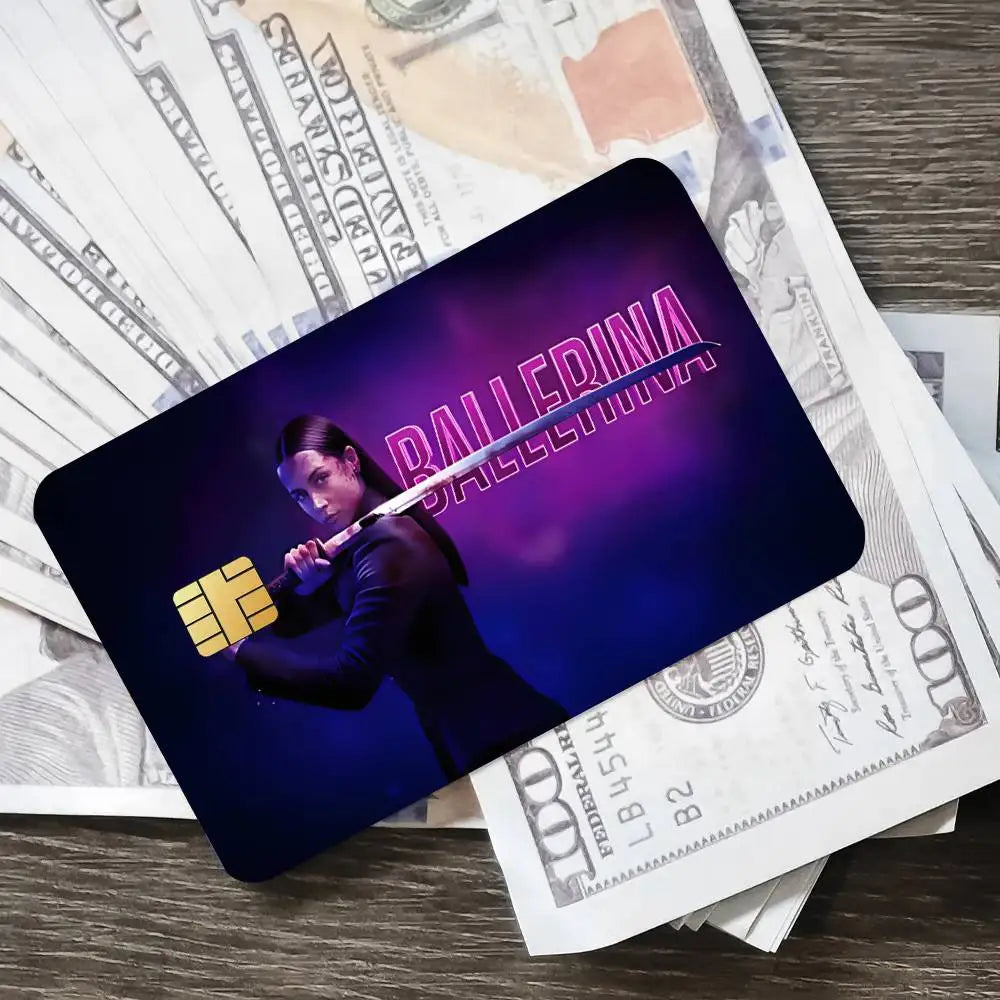 Action Crime MOVIE Ballerina Poster Credit Skin Cover Card Stickers 4PCS Film Bus Pass Front Decoration Bank Debit Waterproof