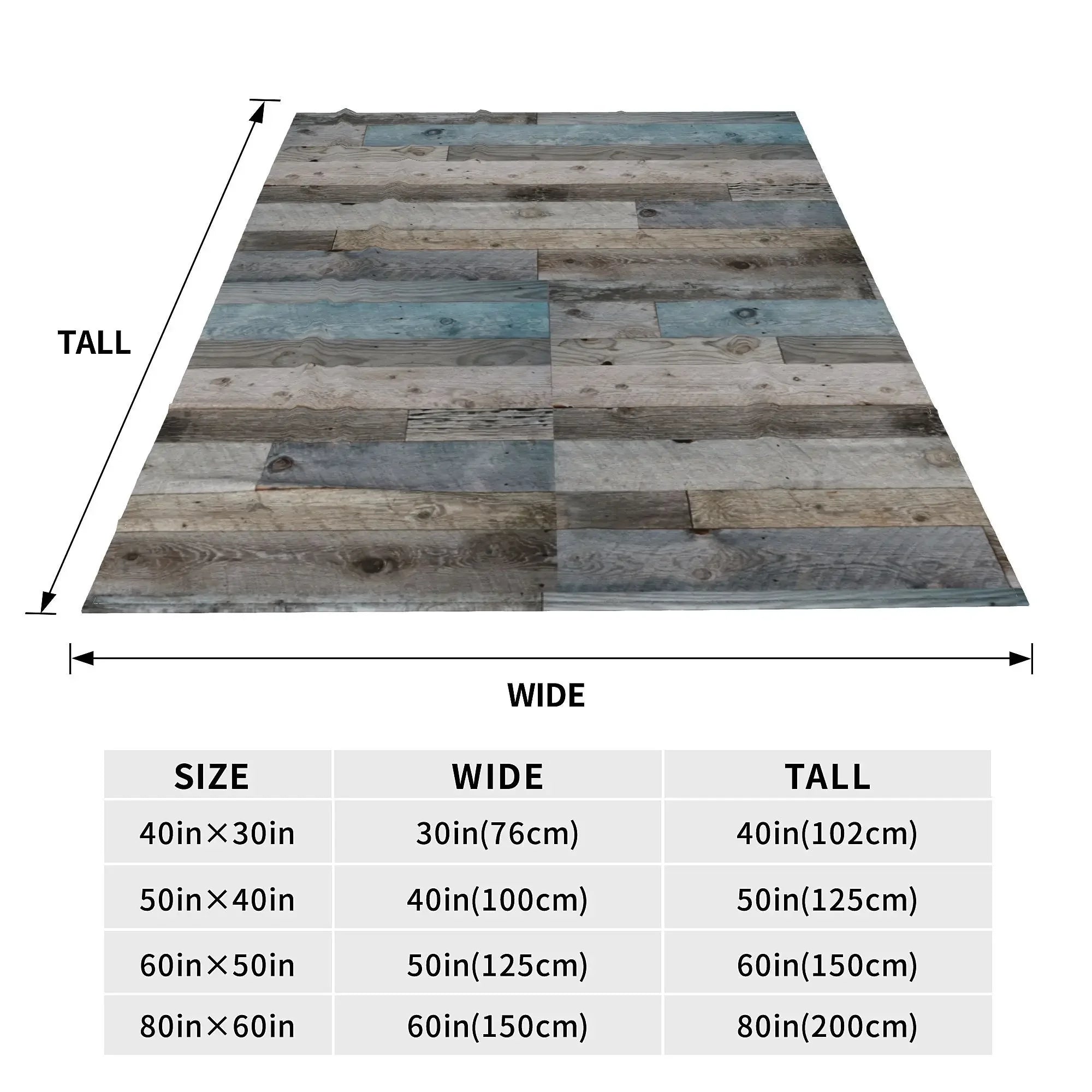 Rustic Countryside Farmhouse Print Blanket Warm Cozy Fluffy Pale Faded Wood Planks Printed Throw Blankets for Bed Multiple Sizes