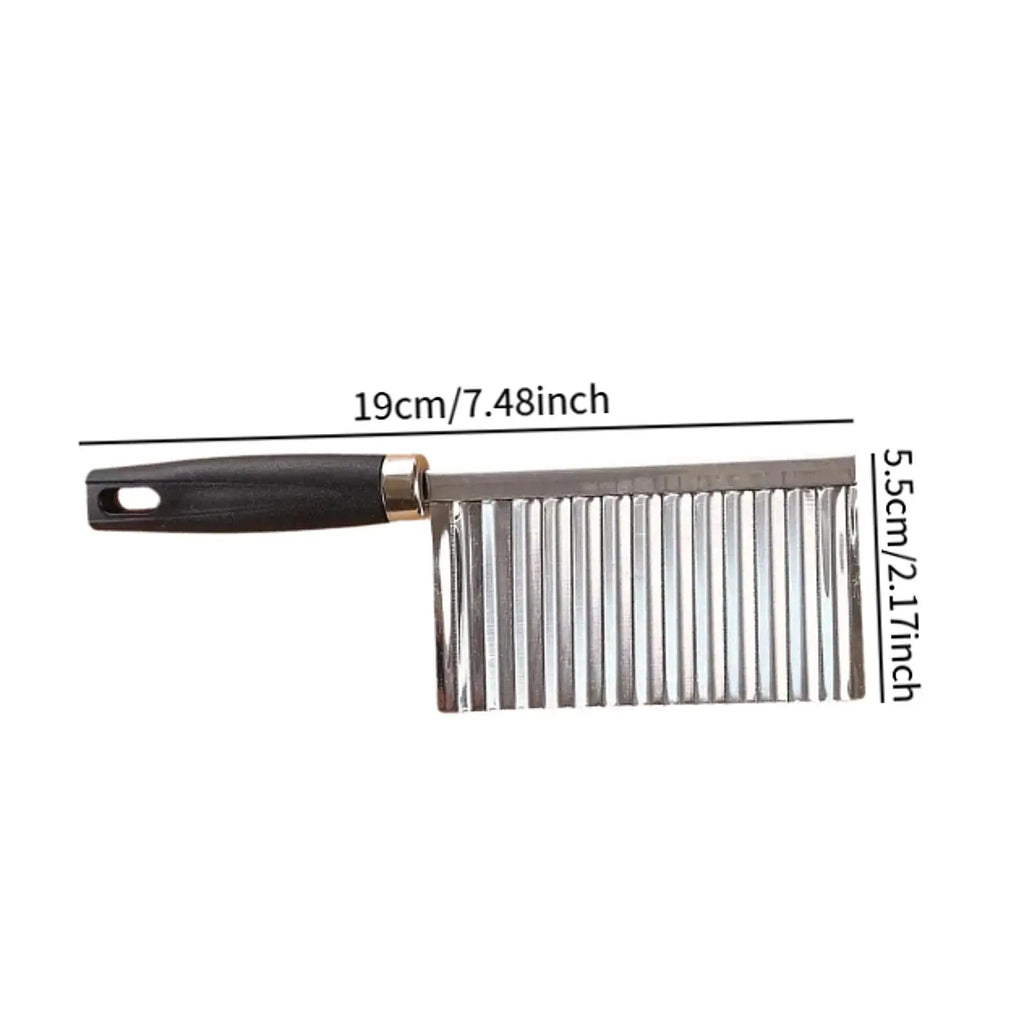 Stainless Steel Potato Crinkle Cutter Veggie Slicers wooden handle for Home Kitchen Vegetables Fruit Salad French Fry Slicer