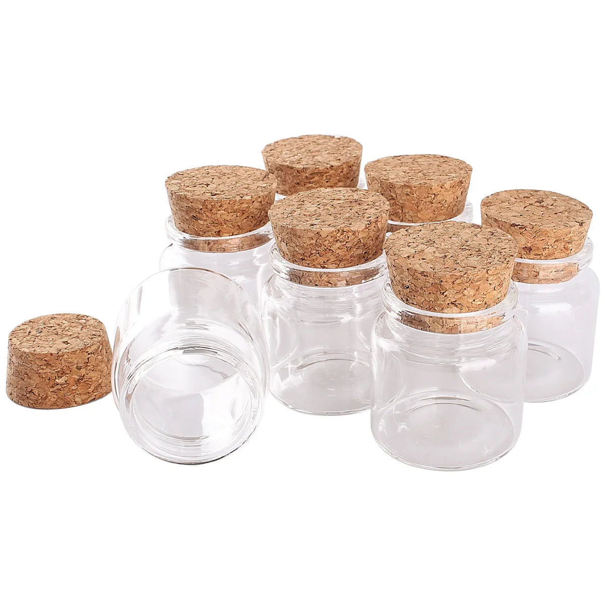 2pcs 50ml 47*50mm Transparent Glass Bottles with Cork Lids Spice Jars Pill Container Glass Storage Vessels for Wedding Favor