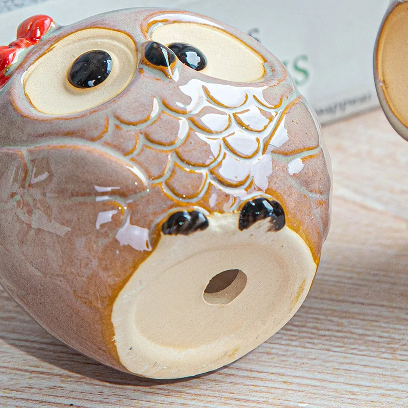 Cute Owl Ceramic Flower Pot Garden Office Decoration Succulent Animal Flowerpot Cactus Plants House Office Decoration Planters