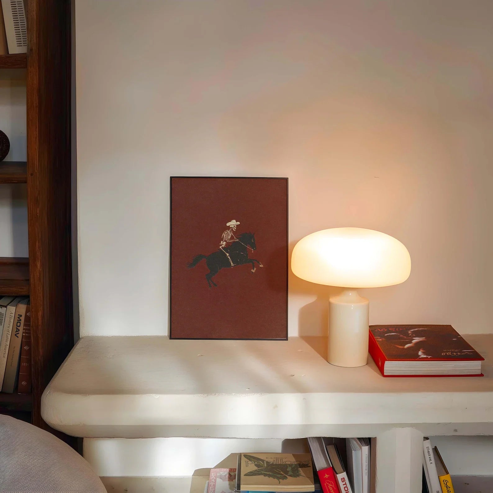 Skeleton Cowboy Illustration Bucking Bronco Print Gothic Wall Decor Horse Poster Quirky Art Western Poster Retro Rodeo Art Cowgi