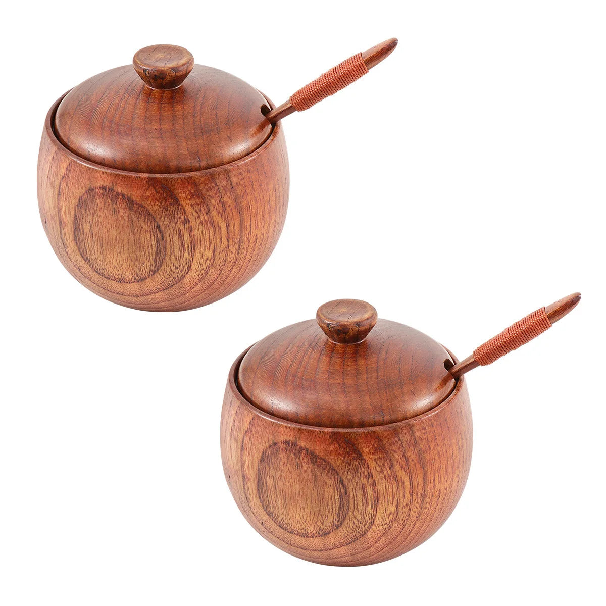2Pcs Wooden Spice Containers Premium Kitchen Gadgets Set for Condiment Storage Nordic Minimalist Design Seasoning Box