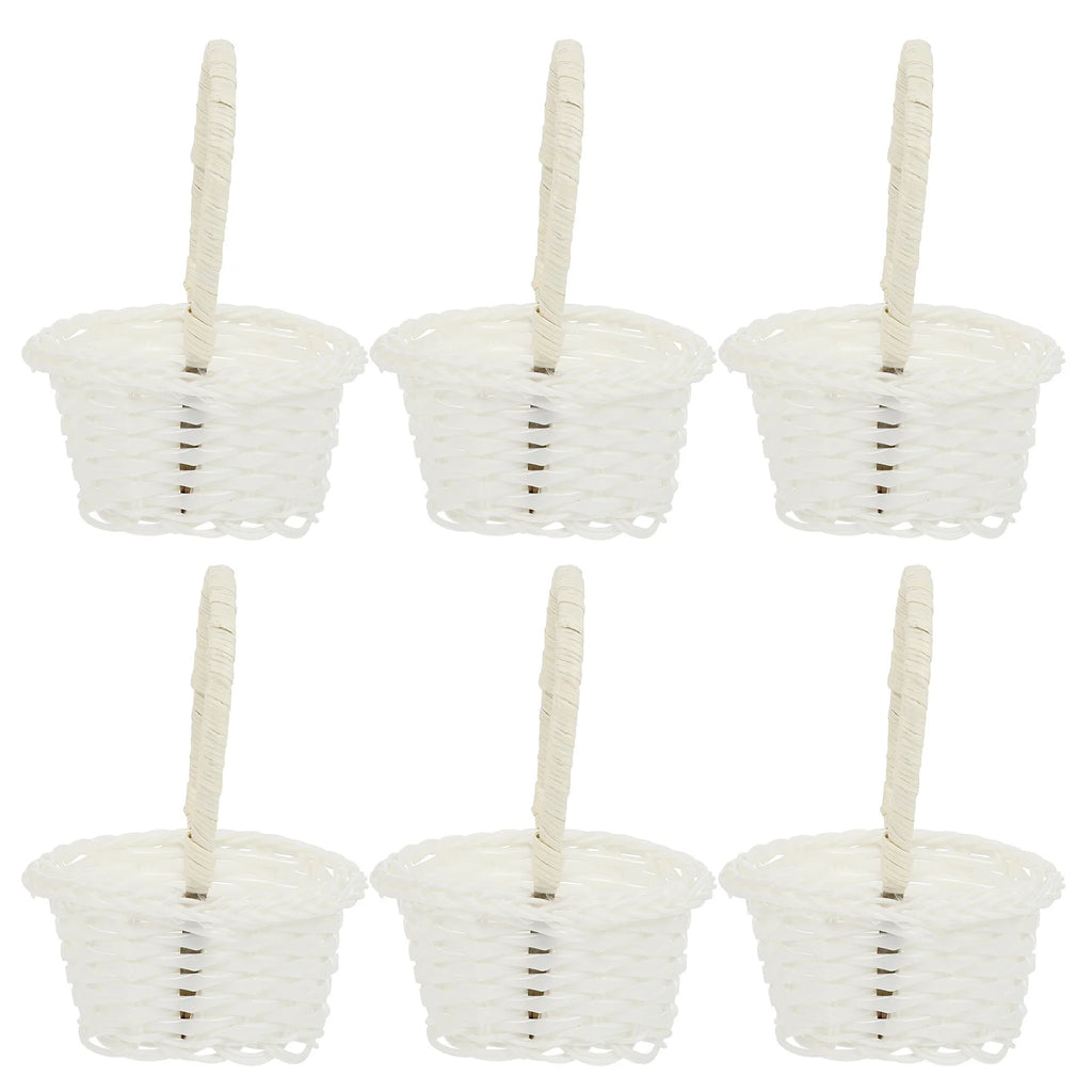 6pcs Woven Storage Baskets Rattan Basket For Home Hotel Organization Natural Decorative Picnic Snack Hamper Picking Planting