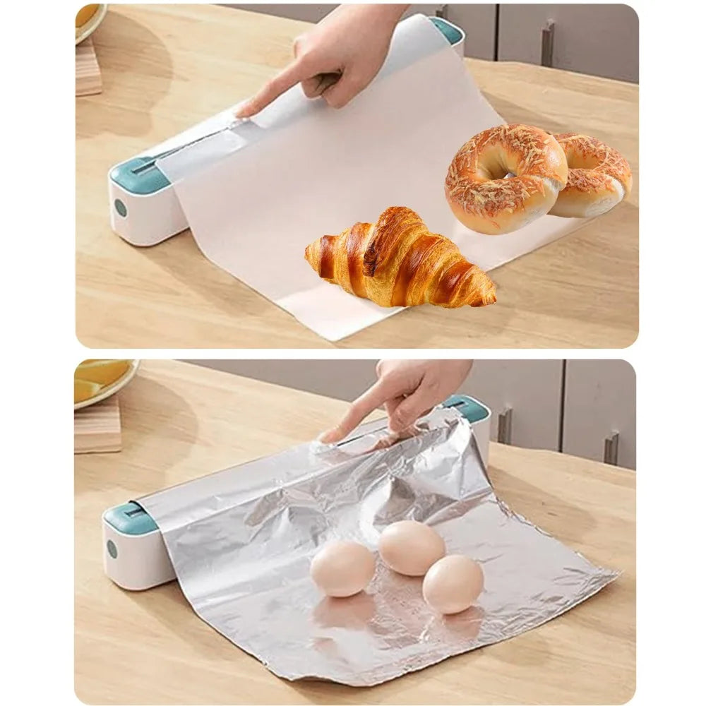 High-Quality 2-in-1 Cling Film Dispenser Easy To Use Kitchen Accessories Wrap Dispenser Multi-Functional Cutter Storage Box