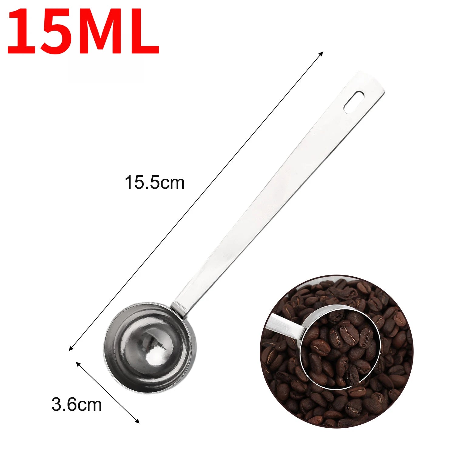 30/15ml Stainless Steel Coffee Scoop Thicken Tablespoon Measuring Spoon Long Handle Coffee Spoon for Cafe Making Kitchen Tools
