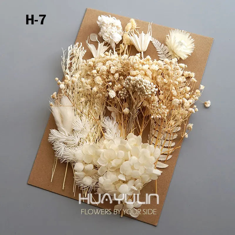 1 Pack Artificial Plants Dried Real Flowers Preserved Materials Epoxy Resin Candles DIY Floral Materials Hydrangea Set Flowers